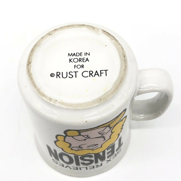 "SEX RELIEVES TENSION" Vintage coffee cup mug with Humorous Character RUST CRAFT - Picture 11 of 12